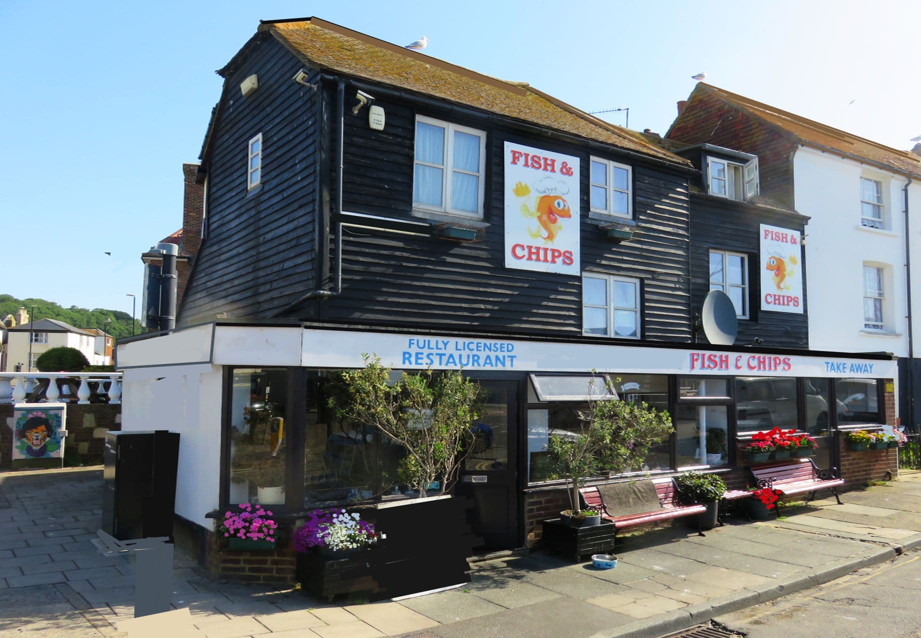 Grade II listed freehold fish & chip takeaway & restaurant in large coastal town. — Fish & chip shop for sale in Hastings, East Sussex