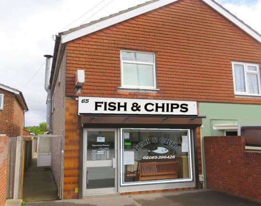 Freehold fish and chip shop with accommodation, Hampshire — Fish & chip shop for sale in Portchester, Hampshire