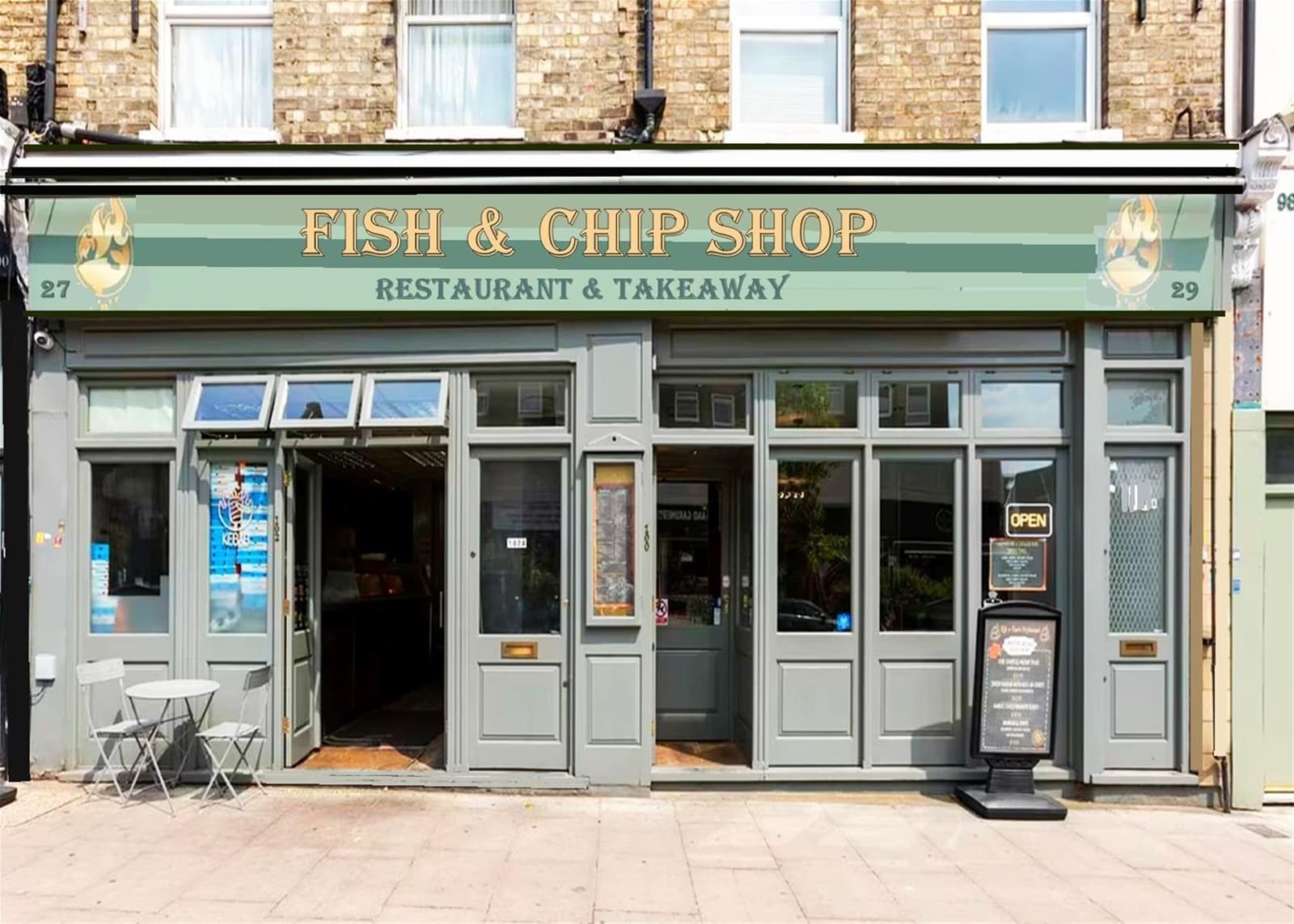 Double-fronted fish & chip shop and 80-seat restaurant, East Finchley — Fish & chip shop for sale in East Finchley, Greater London