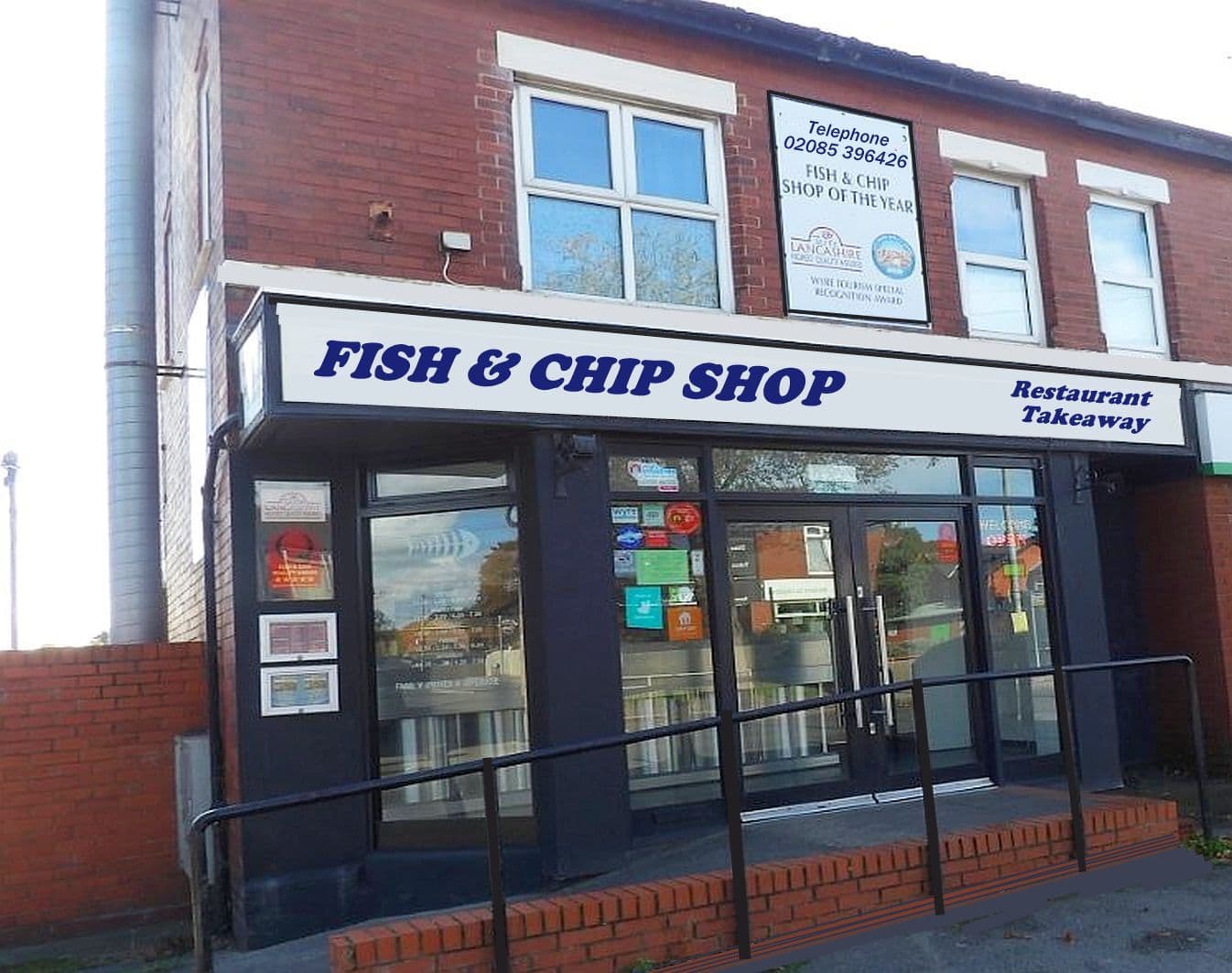 Semi-detached freehold fish & chip takeaway with unused 28 cover cafe, trading just 28 hours weekly — Fish & chip shop for sale in Thornton-Cleverleys, Lancashire